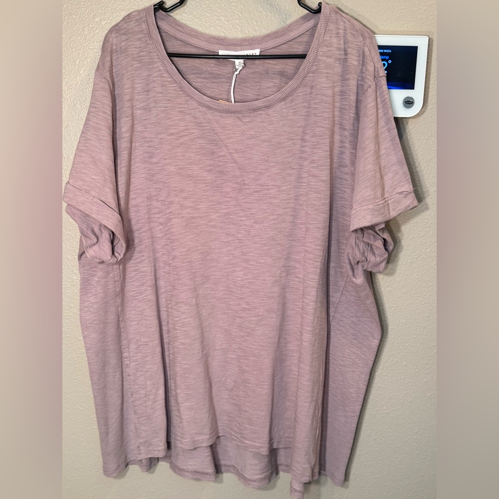 Jane and Delancey Short Sleeve Scoop Neck Top - Mauve Pink